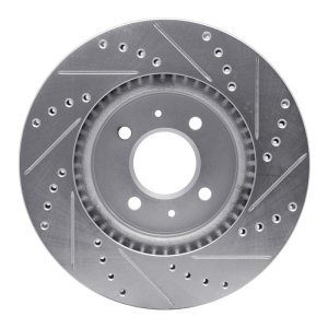 Hyundai Accent Brake Rotor (1) - Front Left - R1 Concepts - Drilled & Slotted - Silver - `12-`23